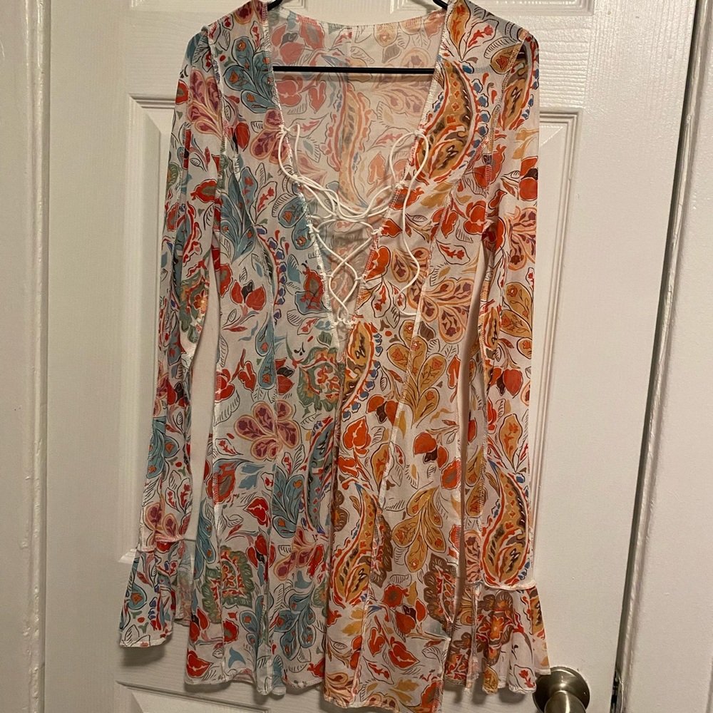 Multi color green and orange mini dress
